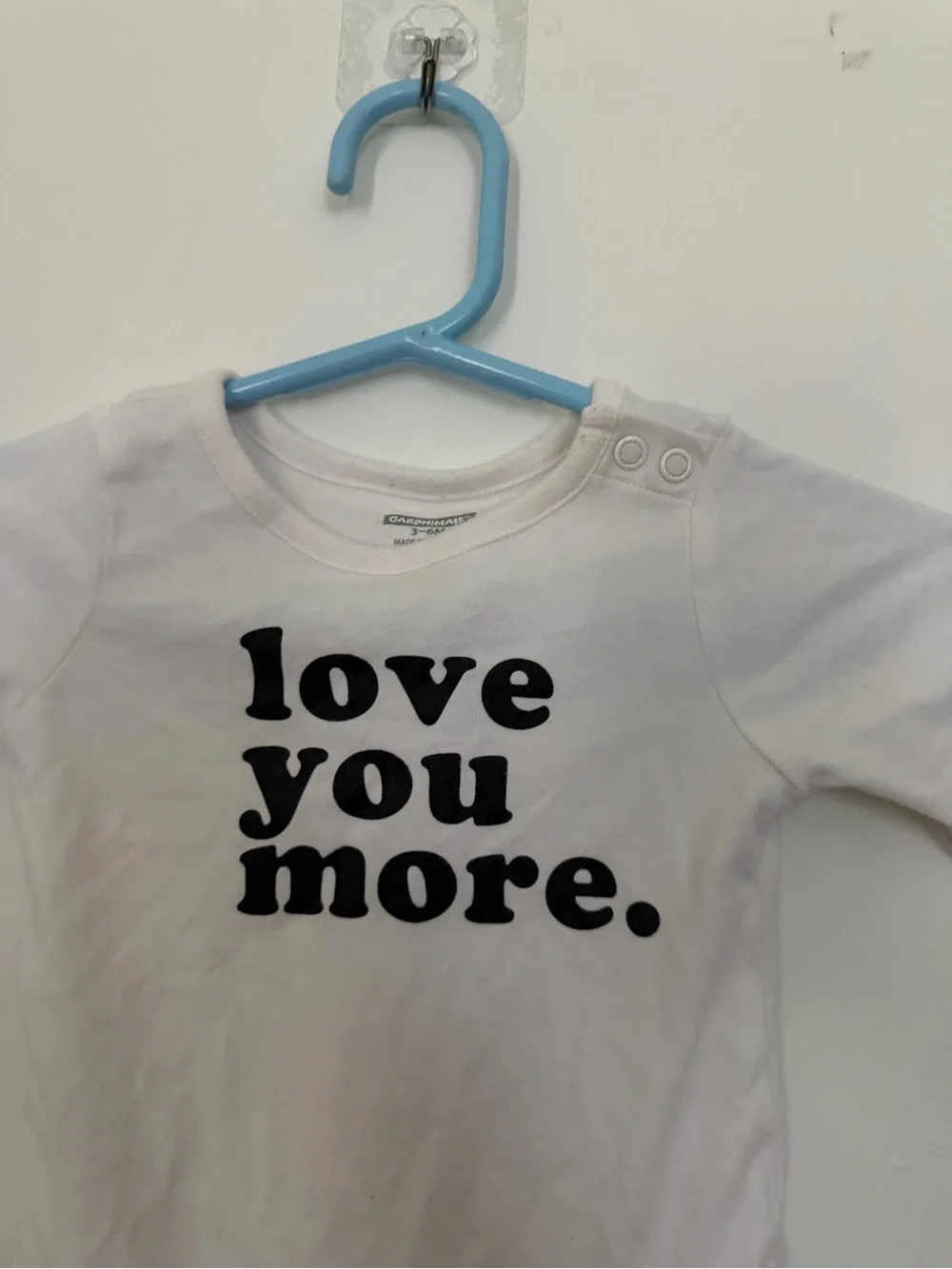 Garanimals 3-6 months Love you more long sleeve white baby bodysuit